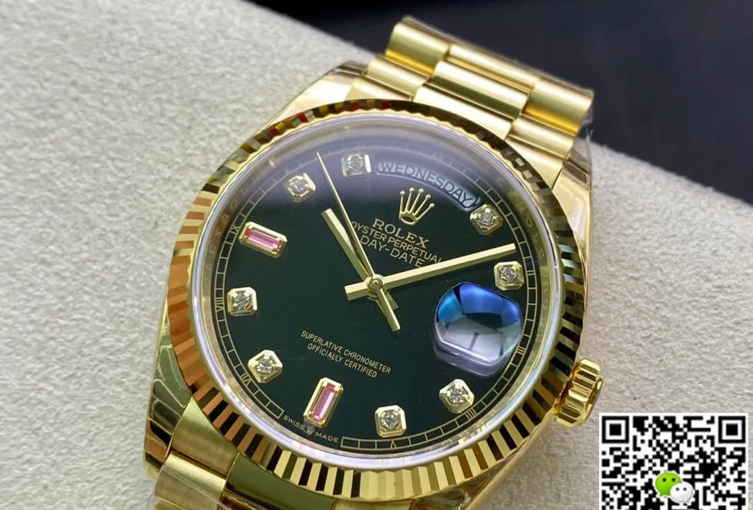 Rolex Day Date 118208 EW Factory 1:1 Best Edition Replica Watch Diamond Black Dial