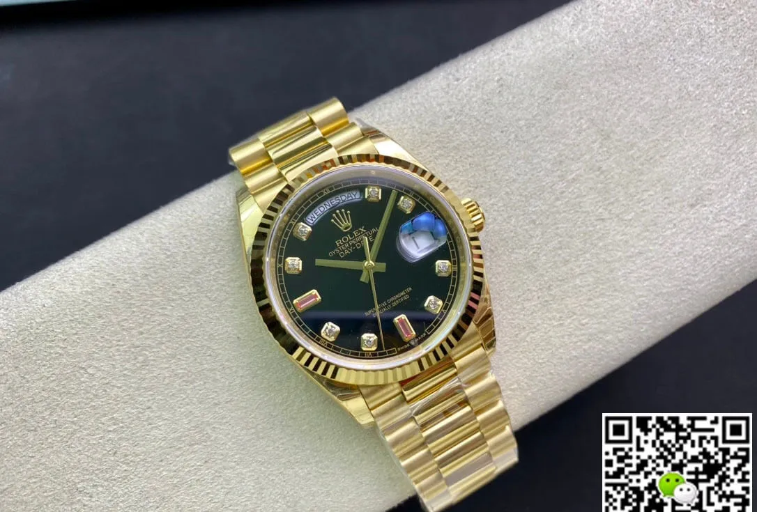 Rolex Day Date 118208 EW Factory 1:1 Best Edition Replica Watch Diamond Black Dial