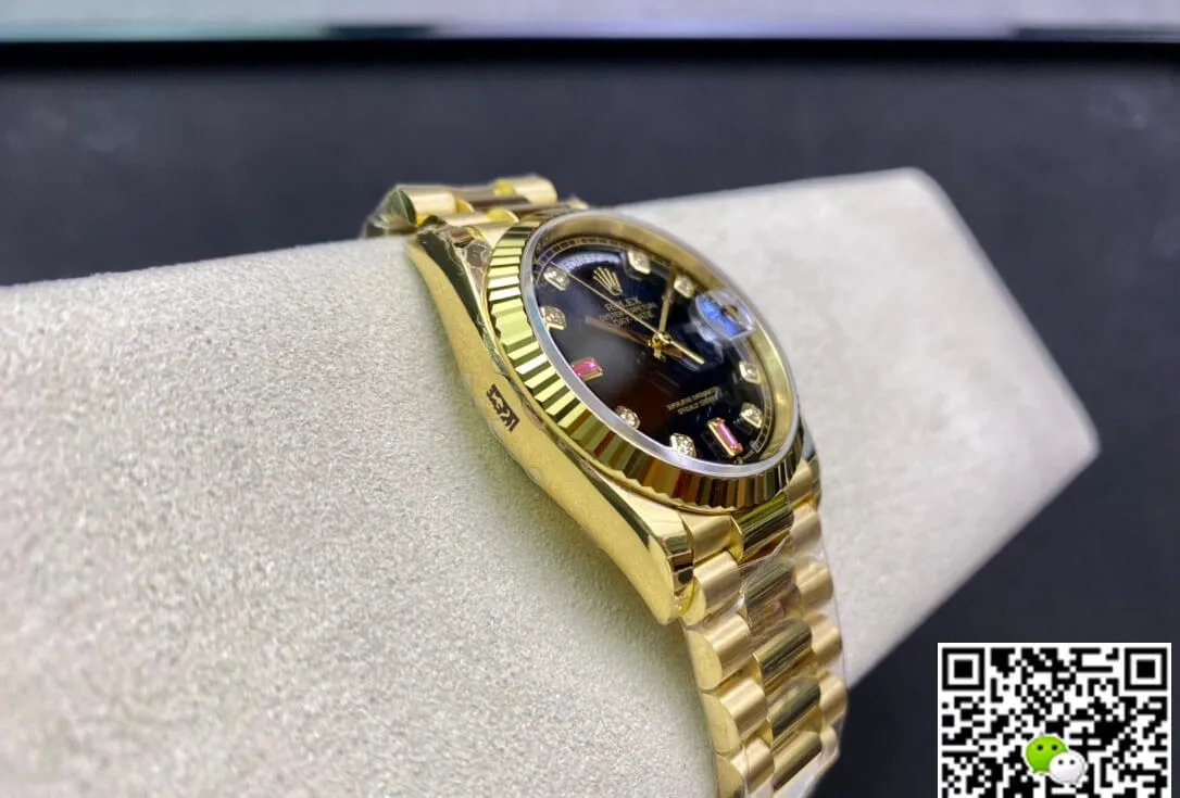 Rolex Day Date 118208 EW Factory 1:1 Best Edition Replica Watch Diamond Black Dial