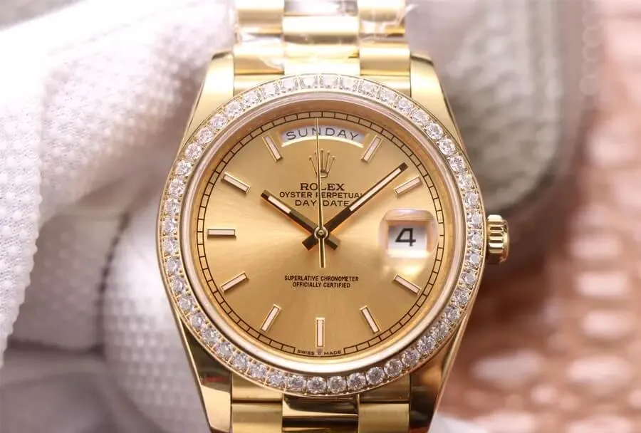 Rolex Day Date M228348RBR-0008 EW Factory 1:1 Best Edition Replica Watch Gold Dial