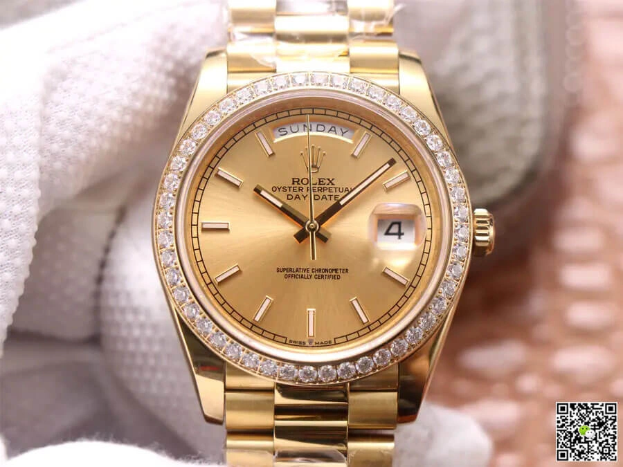 Rolex Day Date M228348RBR-0008 EW Factory 1:1 Best Edition Replica Watch Gold Dial