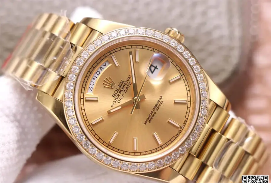 Rolex Day Date M228348RBR-0008 EW Factory 1:1 Best Edition Replica Watch Gold Dial