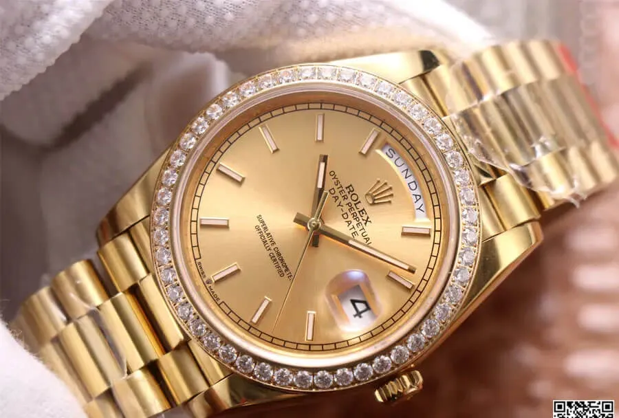 Rolex Day Date M228348RBR-0008 EW Factory 1:1 Best Edition Replica Watch Gold Dial