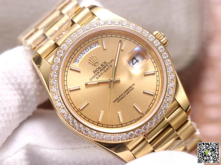 Rolex Day Date M228348RBR-0008 EW Factory 1:1 Best Edition Replica Watch Gold Dial