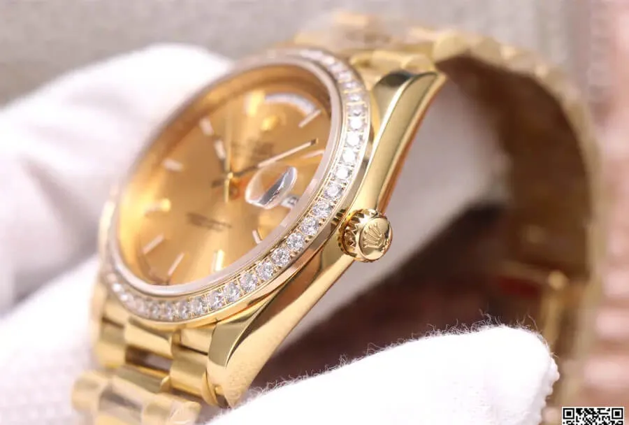 Rolex Day Date M228348RBR-0008 EW Factory 1:1 Best Edition Replica Watch Gold Dial