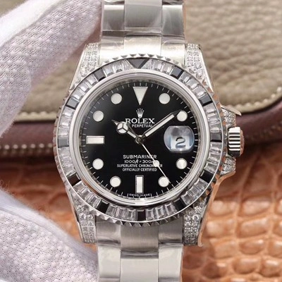 Rolex Submariner Date 116610LN Diamond Customized Edition GS Factory 1:1 Best Edition Replica Watch Black Dial Swiss ETA2836