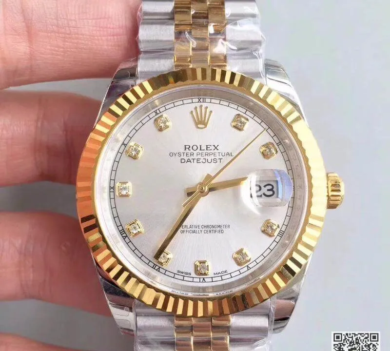 Rolex Datejust 41 126333 Silver Dial 1:1 Best Edition Replica Watch Swiss ETA3255 Stainless Steel 410L and 18K Yellow Gold Bracelet