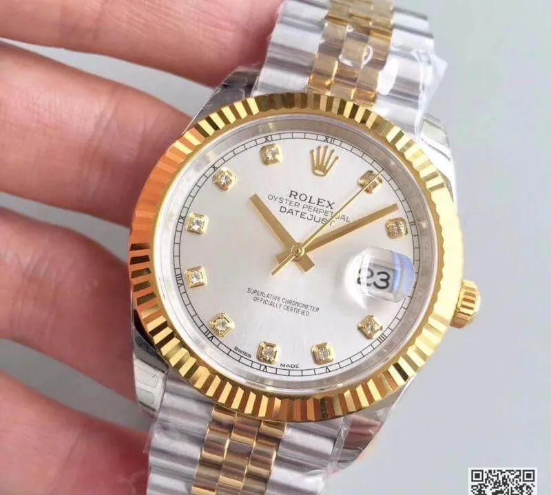 Rolex Datejust 41 126333 Silver Dial 1:1 Best Edition Replica Watch Swiss ETA3255 Stainless Steel 410L and 18K Yellow Gold Bracelet