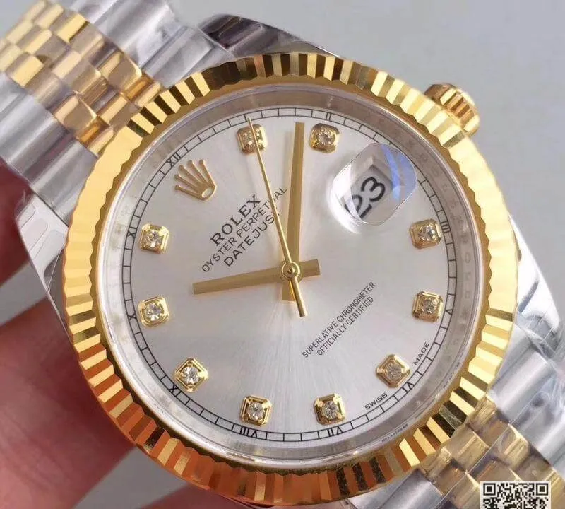 Rolex Datejust 41 126333 Silver Dial 1:1 Best Edition Replica Watch Swiss ETA3255 Stainless Steel 410L and 18K Yellow Gold Bracelet
