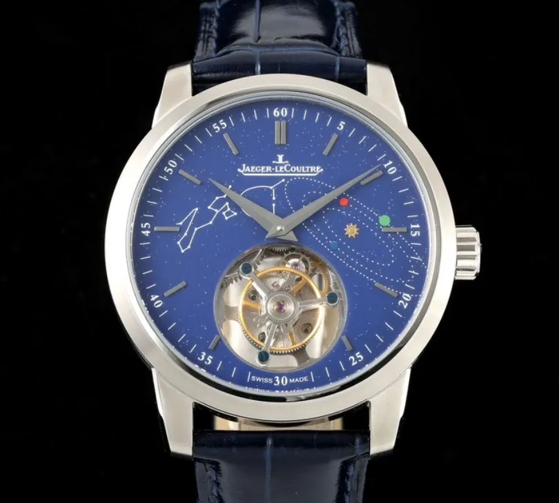 RMS Factory Jaeger LeCoultre Master Control 16634E1 Tourbillon Dark Blue 1:1 Best Edition Replica Watch