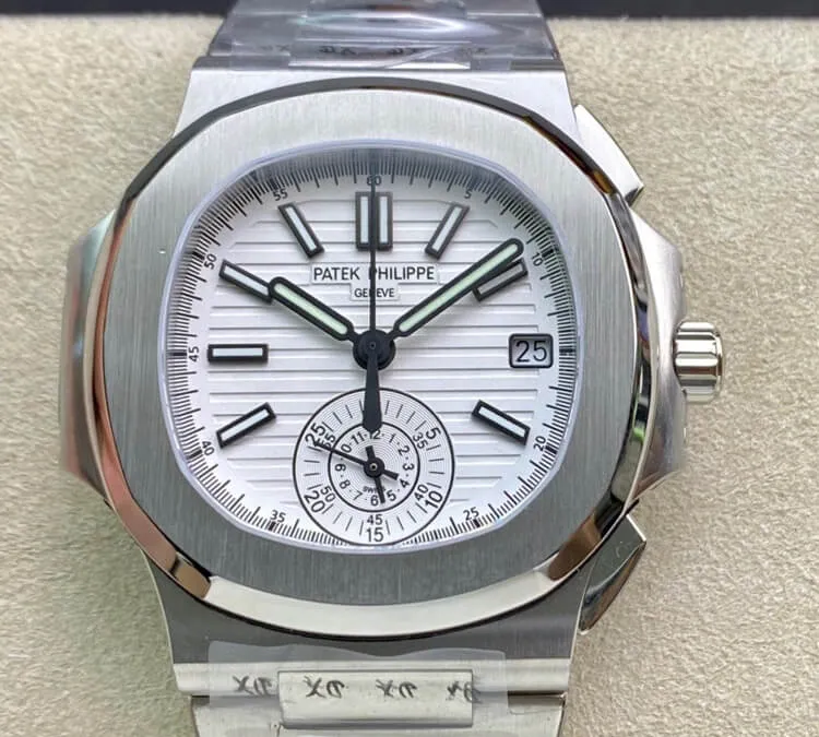 Patek Philippe Nautilus 5980 1A-019 3K Factory 1:1 Best Edition Replica Watch V2 Silver Strap