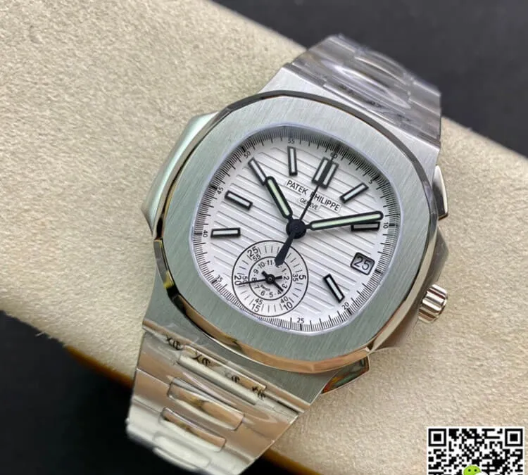 Patek Philippe Nautilus 5980 1A-019 3K Factory 1:1 Best Edition Replica Watch V2 Silver Strap