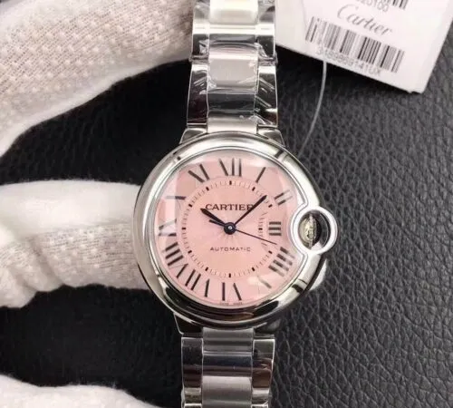 Ballon Bleu De Cartier 33MM W6920041 V6 Factory 1:1 Best Edition Replica Watch Pink Dial Swiss ETA2671