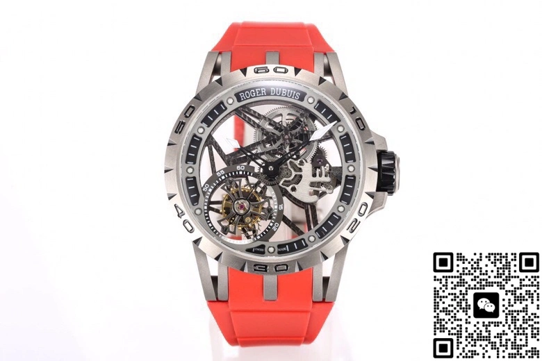 NEW Factory Roger Dubuis Excalibur RDDBEX0479 Tourbillon Red strap 1:1 Best Edition Replica Watch