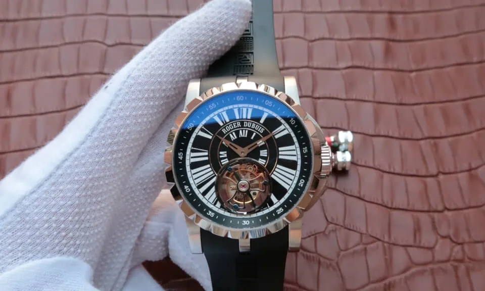 Roger Dubuis Hommage Tourbillon JB Factory 1:1 Best Edition Replica Watch Black Strap