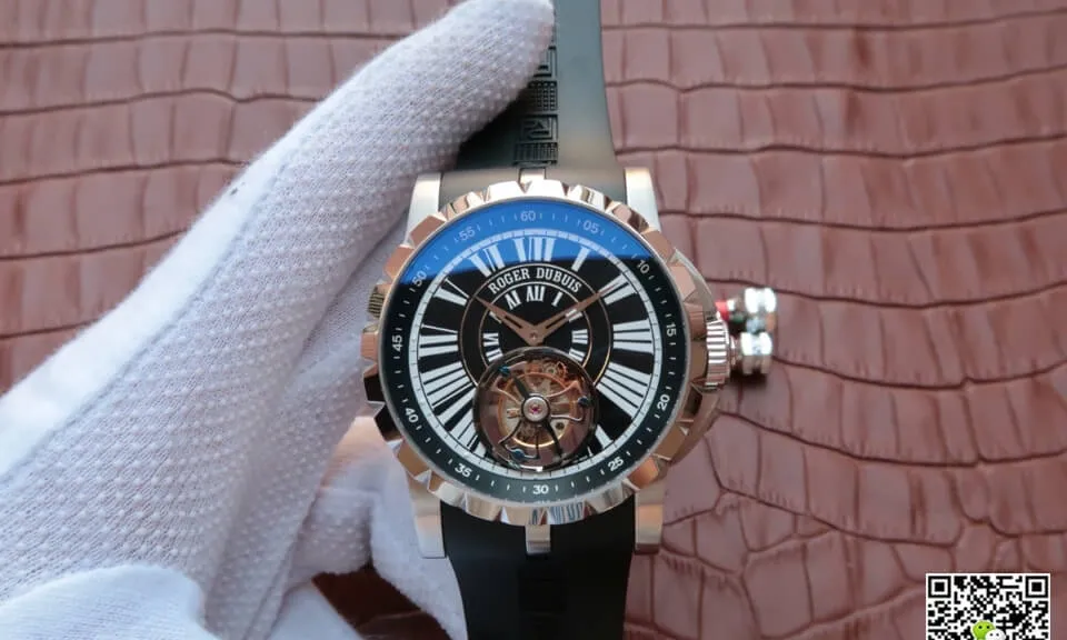 Roger Dubuis Hommage Tourbillon JB Factory 1:1 Best Edition Replica Watch Black Strap