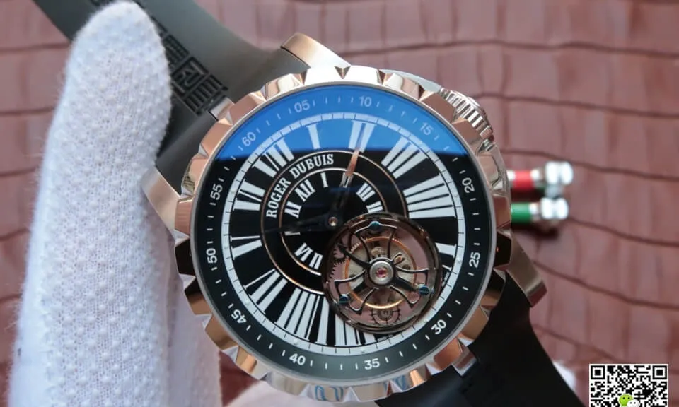Roger Dubuis Hommage Tourbillon JB Factory 1:1 Best Edition Replica Watch Black Strap