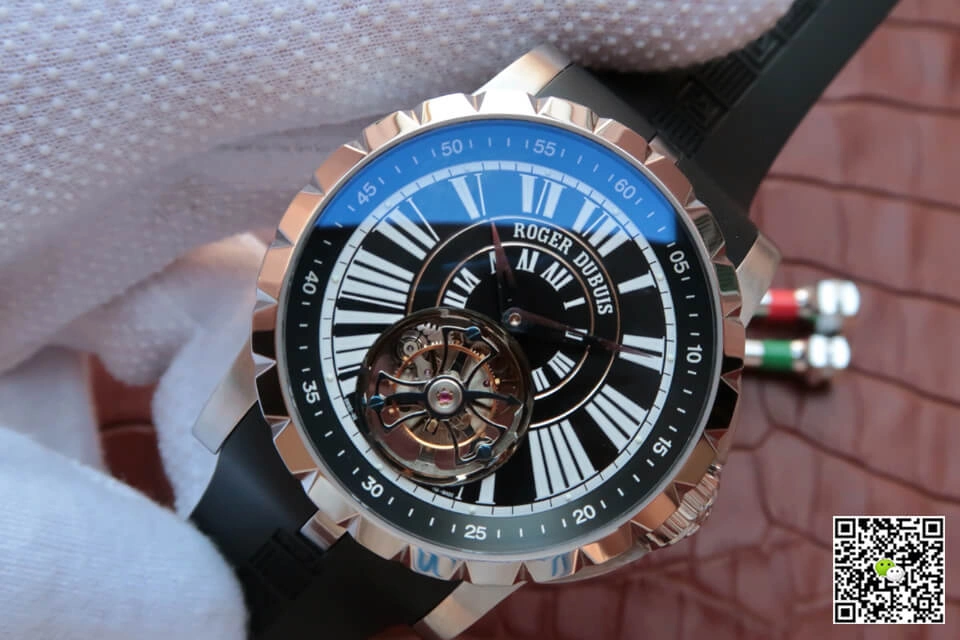 Roger Dubuis Hommage Tourbillon JB Factory 1:1 Best Edition Replica Watch Black Strap