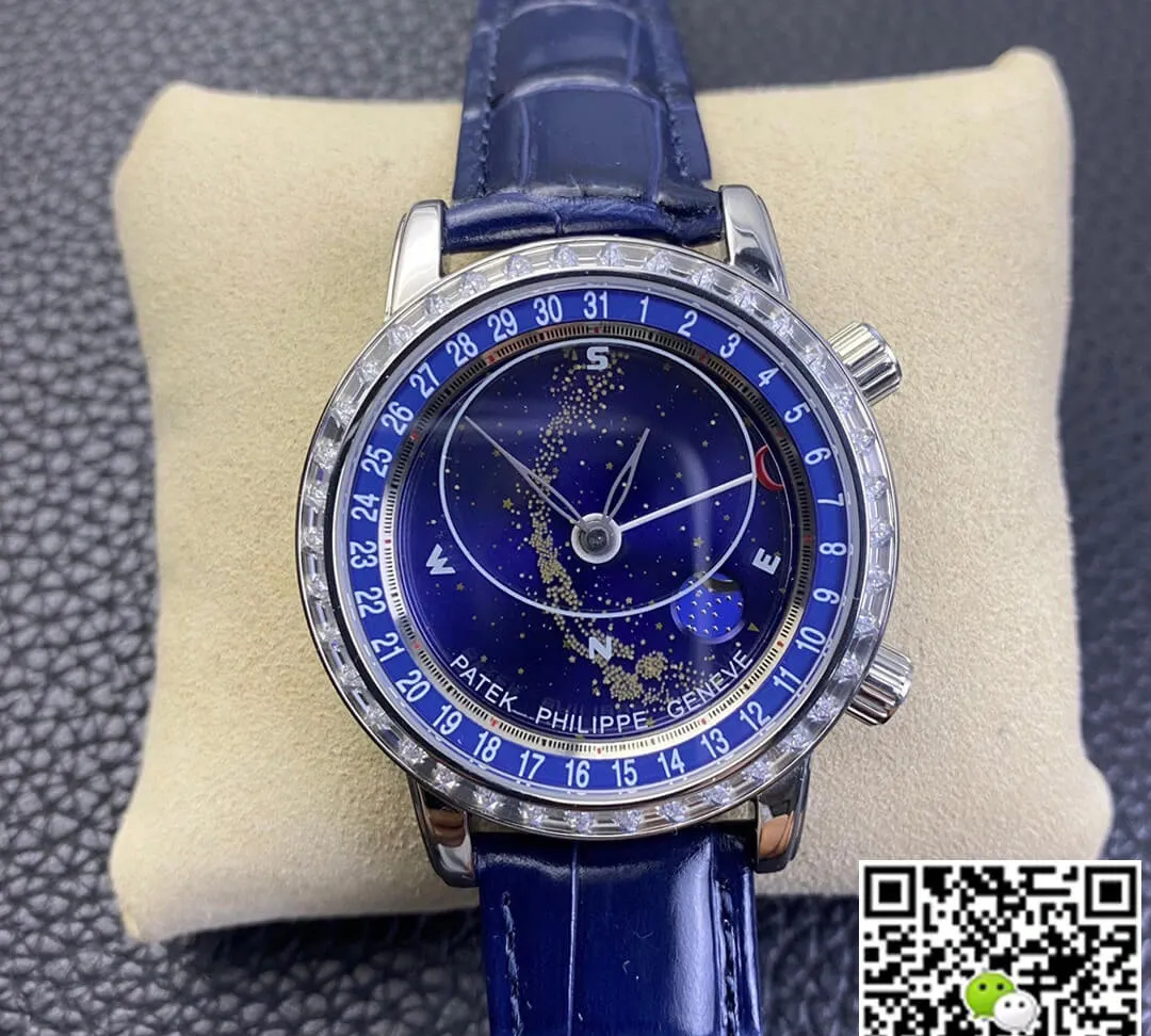 Patek Philippe Grand Complications 6104G-001 AI Factory 1:1 Best Edition Replica Watch Blue Strap