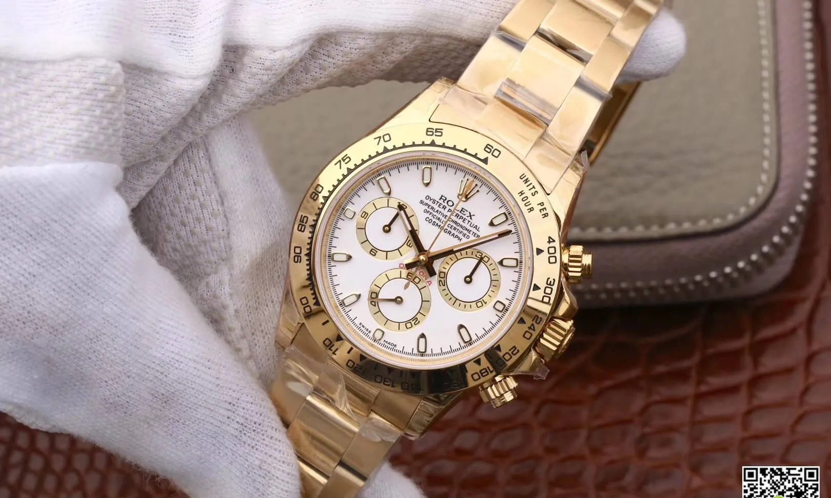 Rolex Daytona Cosmograph M116508-0001 JH Factory 1:1 Best Edition Replica Watch White Dial Gold Strap