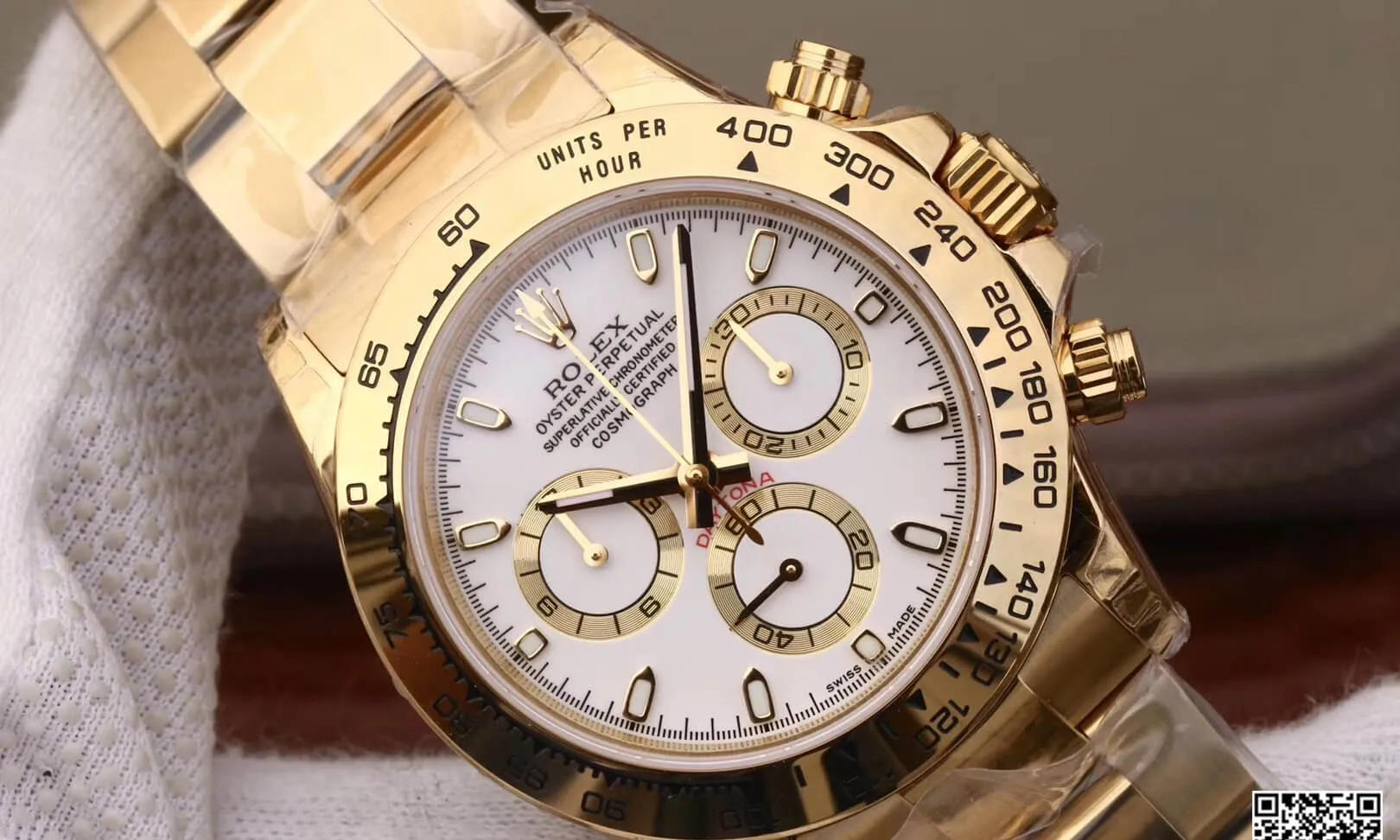 Rolex Daytona Cosmograph M116508-0001 JH Factory 1:1 Best Edition Replica Watch White Dial Gold Strap