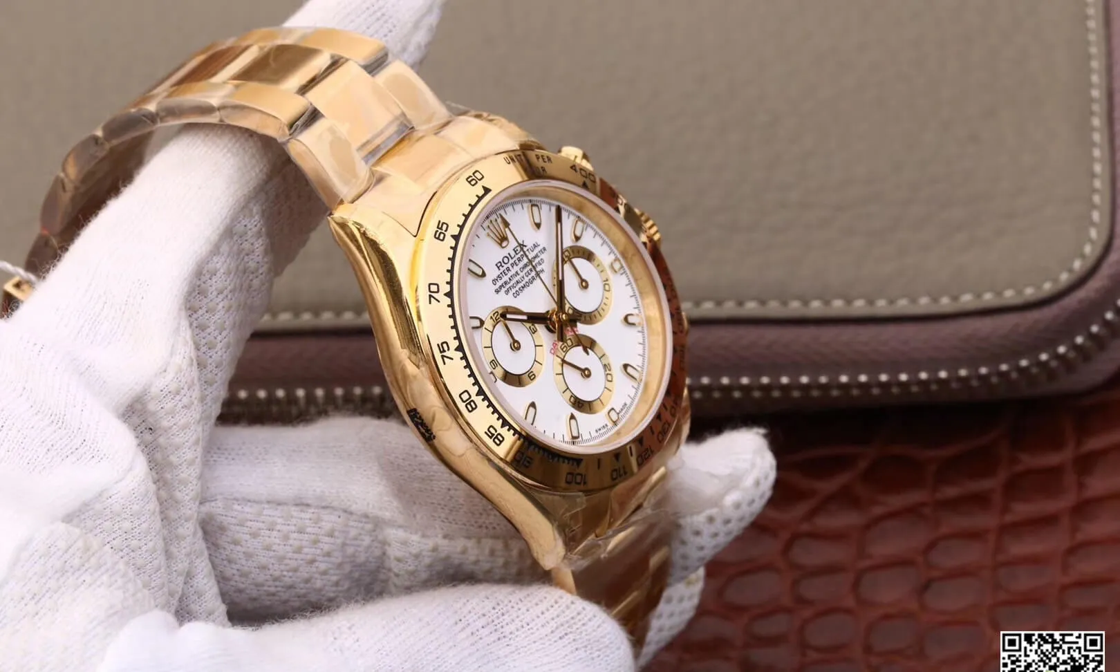 Rolex Daytona Cosmograph M116508-0001 JH Factory 1:1 Best Edition Replica Watch White Dial Gold Strap