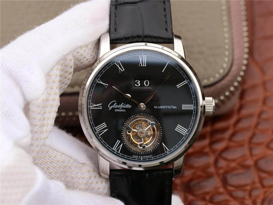 Glashutte Senator Tourbillon 1-94-03-04-04-04 R8 Factory 1:1 Best Edition Replica Watch V3 Black Strap