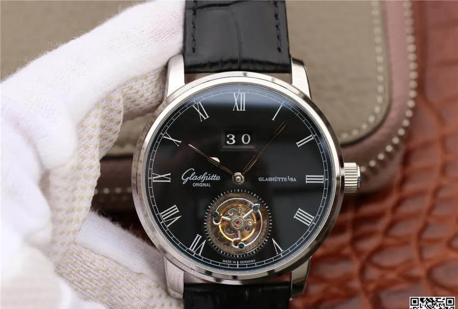Glashutte Senator Tourbillon 1-94-03-04-04-04 R8 Factory 1:1 Best Edition Replica Watch V3 Black Strap