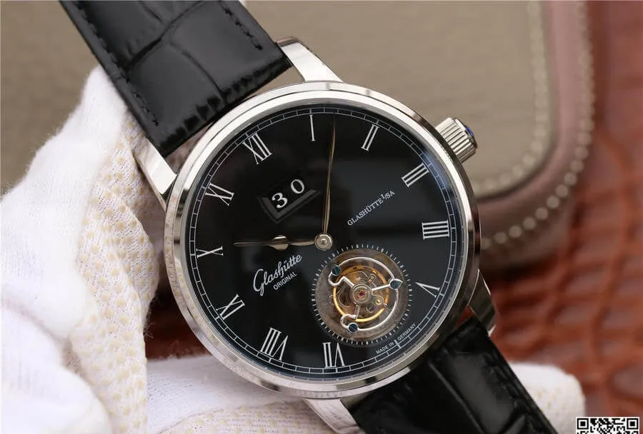 Glashutte Senator Tourbillon 1-94-03-04-04-04 R8 Factory 1:1 Best Edition Replica Watch V3 Black Strap