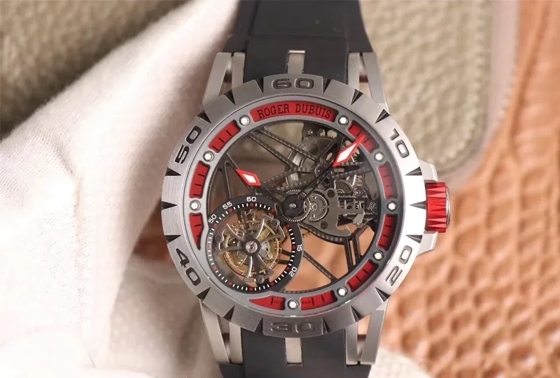 Roger Dubuis Excalibur Spidr (king series) RDDBEX0622 Tourbillon JB Factory 1:1 Best Edition Replica Watch red skeleton dial Swiss RD505SQ