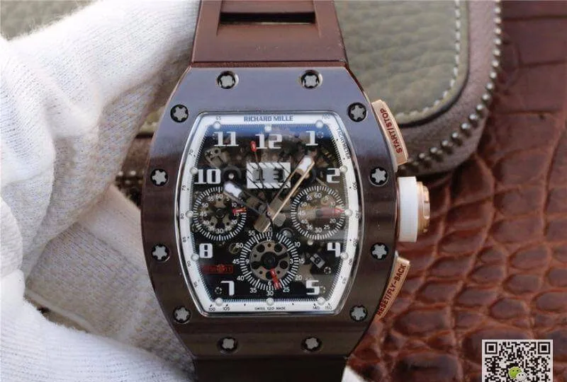 Richard Mille RM011 KV Factory 1:1 Best Edition Replica Watch Swiss ETA7750 Brown Case