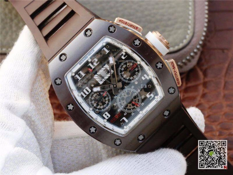 Richard Mille RM011 KV Factory 1:1 Best Edition Replica Watch Swiss ETA7750 Brown Case