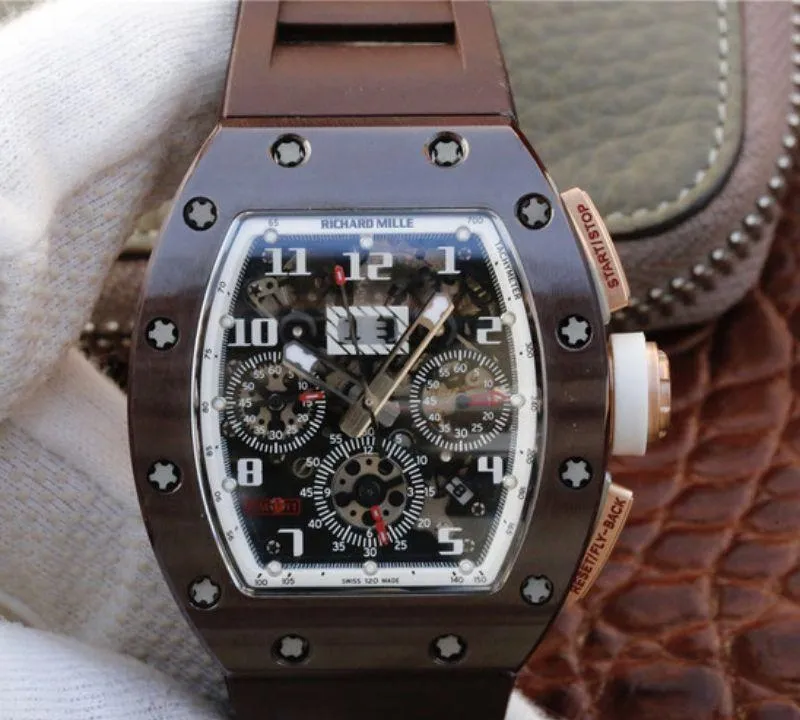 Richard Mille RM011 KV Factory 1:1 Best Edition Replica Watch Swiss ETA7750 Brown Case