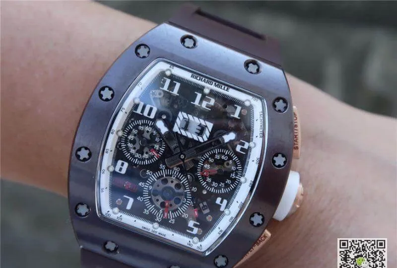 Richard Mille RM011 KV Factory 1:1 Best Edition Replica Watch Swiss ETA7750 Brown Case