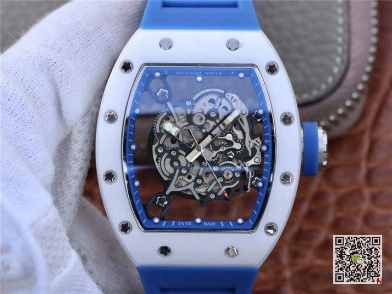 Richard Mille RM055 KV Factory 1:1 Best Edition Replica Watch Swiss ETA8215 Blue Strap