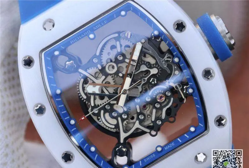 Richard Mille RM055 KV Factory 1:1 Best Edition Replica Watch Swiss ETA8215 Blue Strap