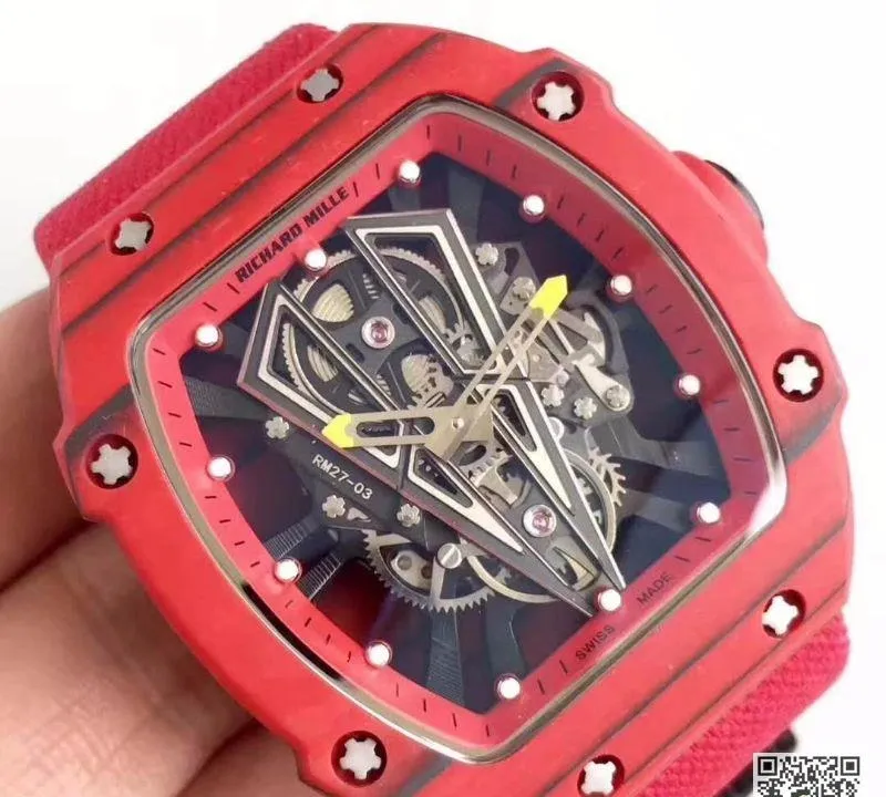 Richard Mille RM27-03 KV Factory 1:1 Best Edition Replica Watch Swiss ETA9015 Red Case