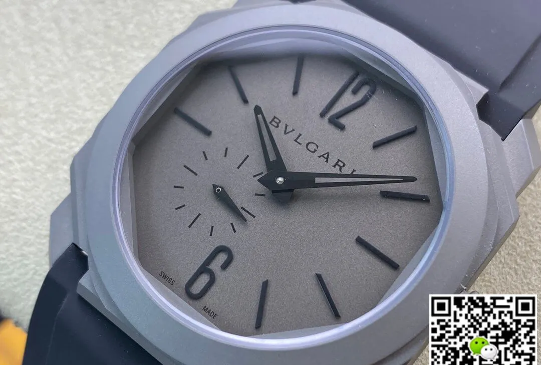 Bvlgari Octo Finissimo BV Factory 1:1 Best Edition Replica Watch V2 Black Rubber Strap