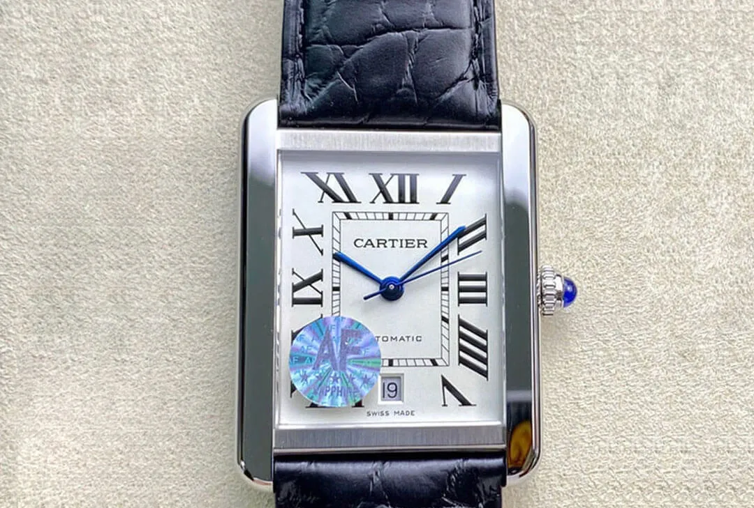 Cartier Tank W5200027 AF Factory 1:1 Best Edition Replica Watch Black Leather Strap