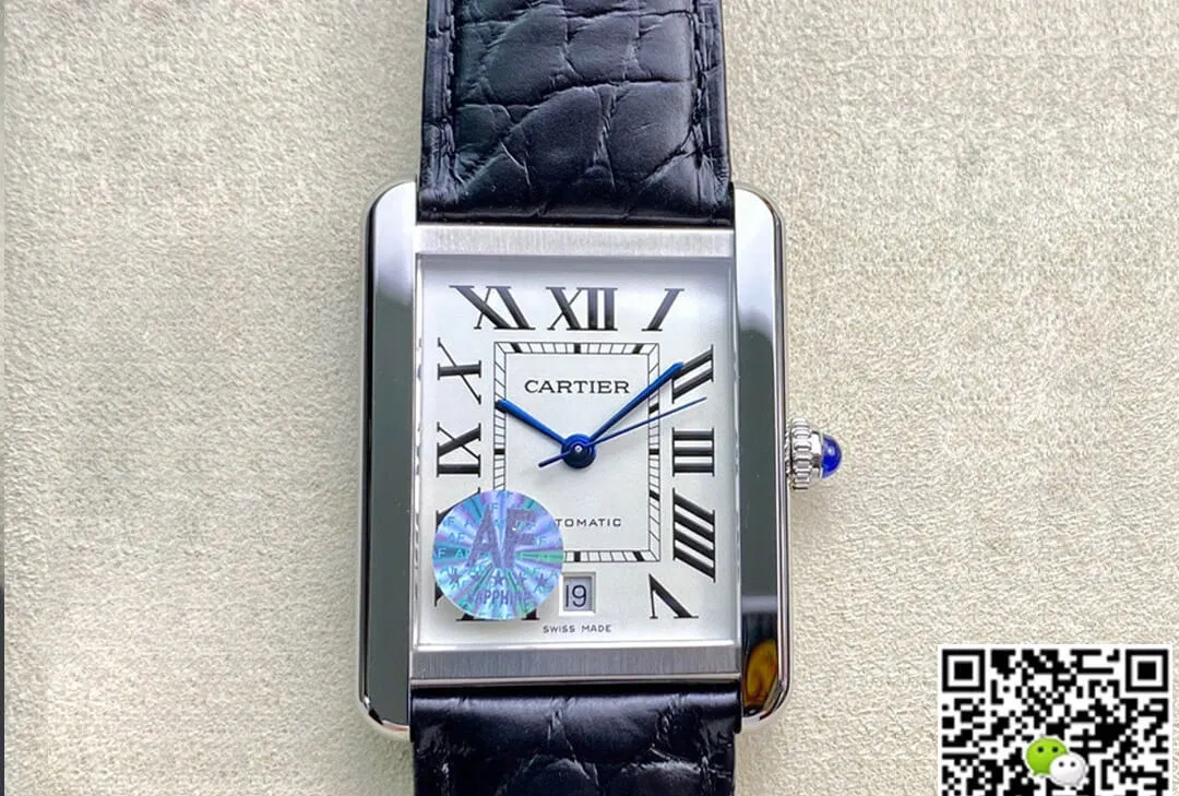 Cartier Tank W5200027 AF Factory 1:1 Best Edition Replica Watch Black Leather Strap