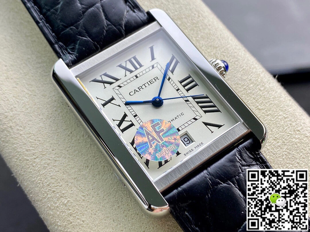 Cartier Tank W5200027 AF Factory 1:1 Best Edition Replica Watch Black Leather Strap