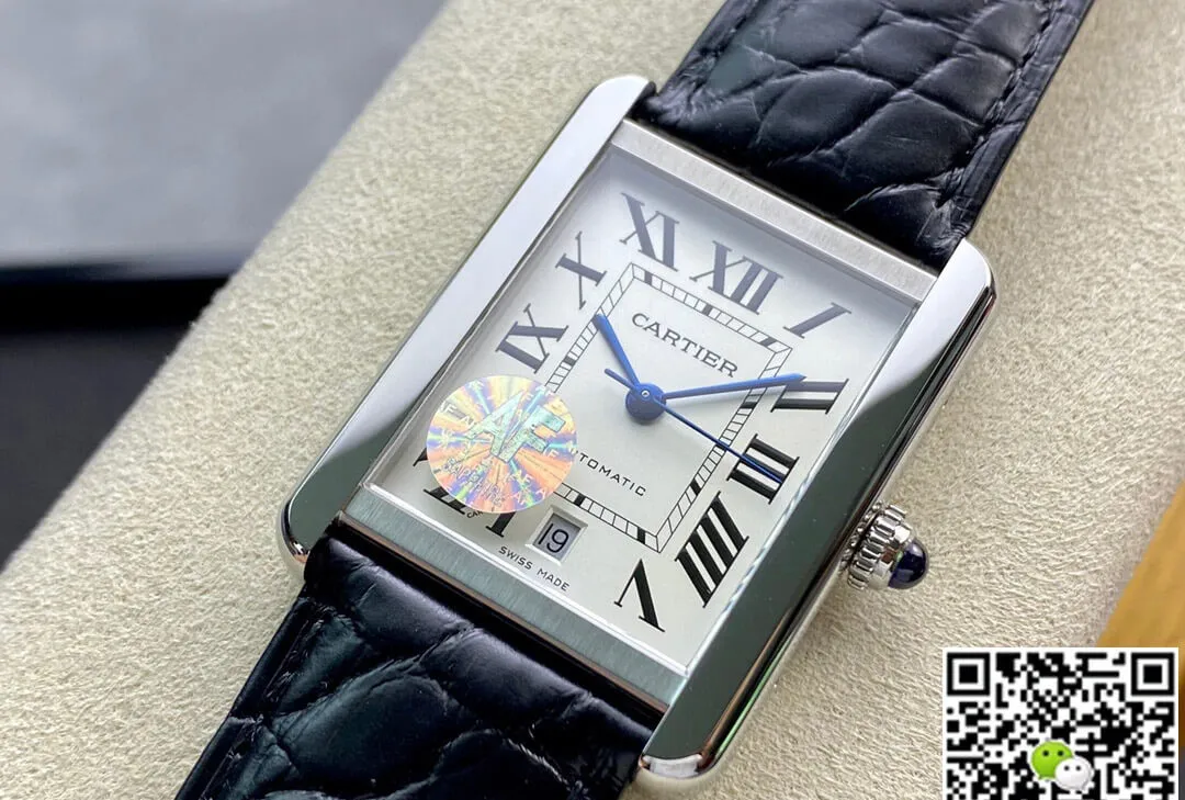 Cartier Tank W5200027 AF Factory 1:1 Best Edition Replica Watch Black Leather Strap