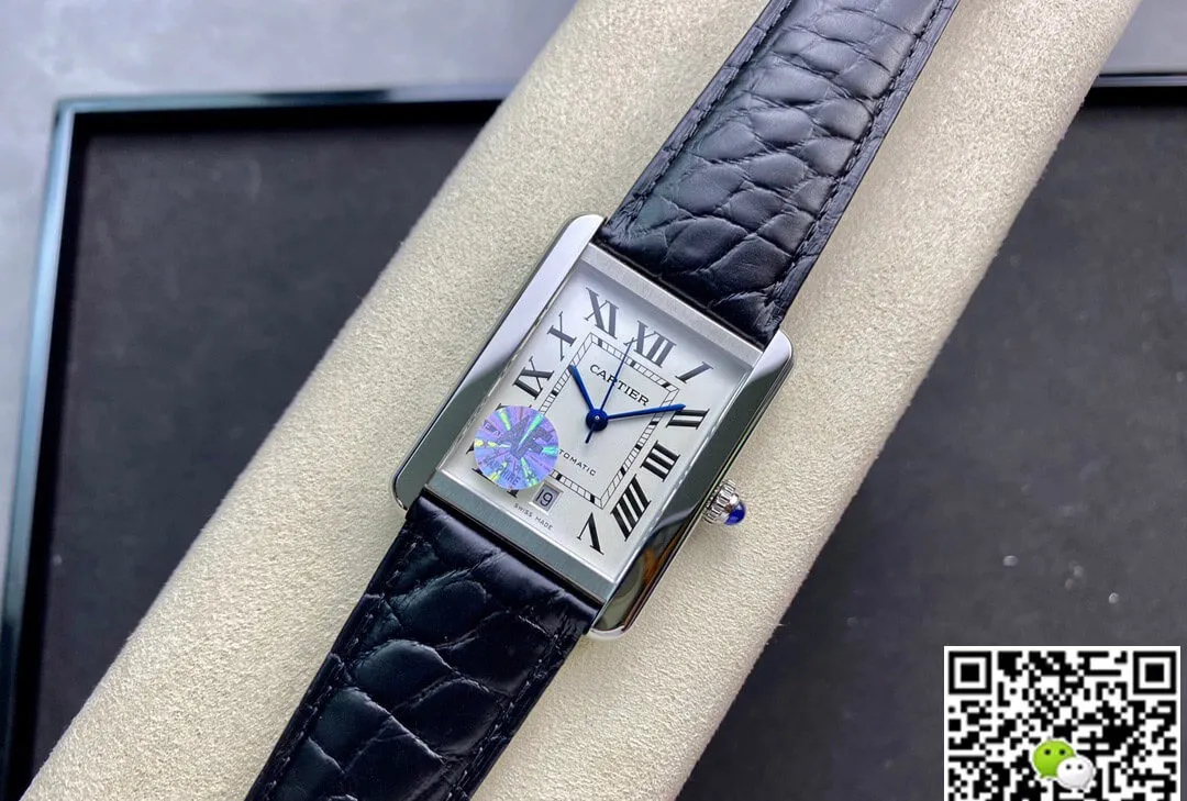 Cartier Tank W5200027 AF Factory 1:1 Best Edition Replica Watch Black Leather Strap