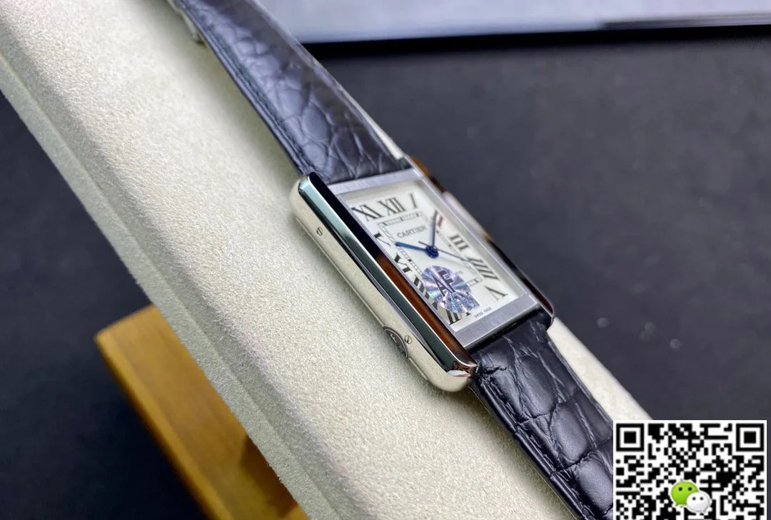 Cartier Tank W5200027 AF Factory 1:1 Best Edition Replica Watch Black Leather Strap
