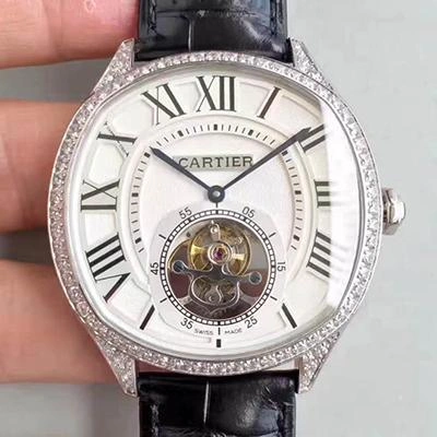 Drive De Cartier W4100013 1:1 Best Edition Replica Watch Swiss Tourbillon White Gold Diamond