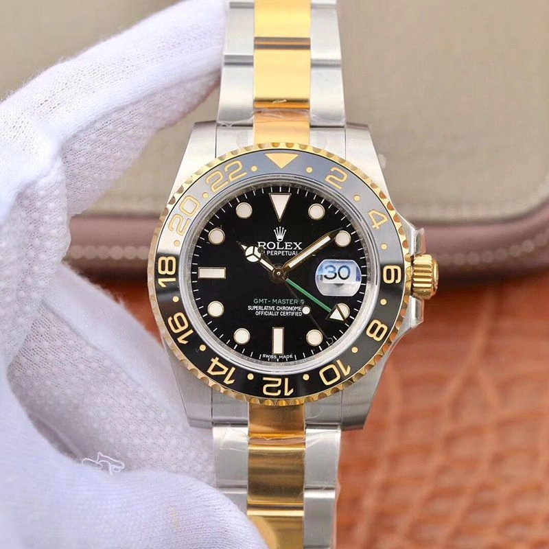 Rolex GMT Master II 116713 LN 40mm EW Factory 1:1 Best Edition Replica Watch Swiss ETA2836 Stainless Steel Two Tone Bracelet