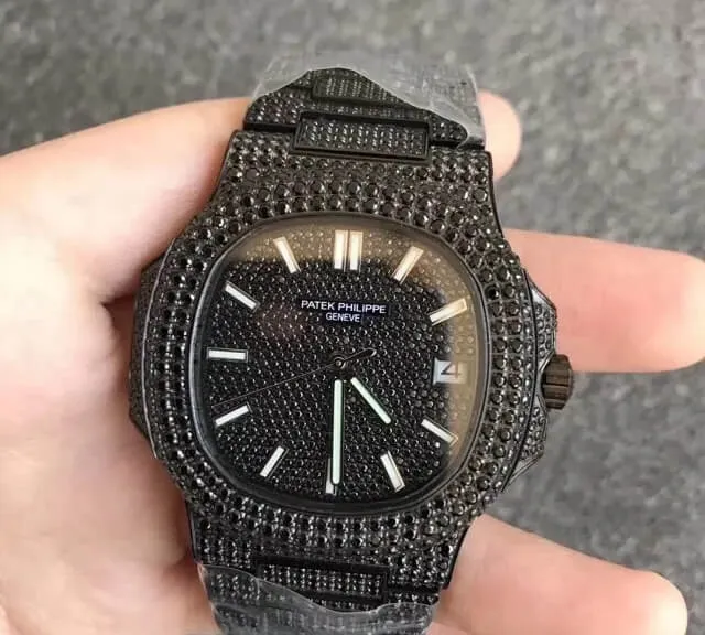 Patek Philippe Nautilus 5719 10G-010 PPF Factory 1:1 Best Edition Replica Watch Full Diamond Black Strap