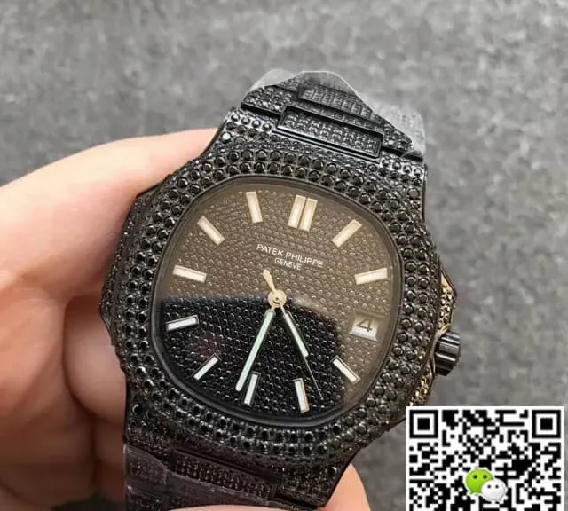 Patek Philippe Nautilus 5719 10G-010 PPF Factory 1:1 Best Edition Replica Watch Full Diamond Black Strap