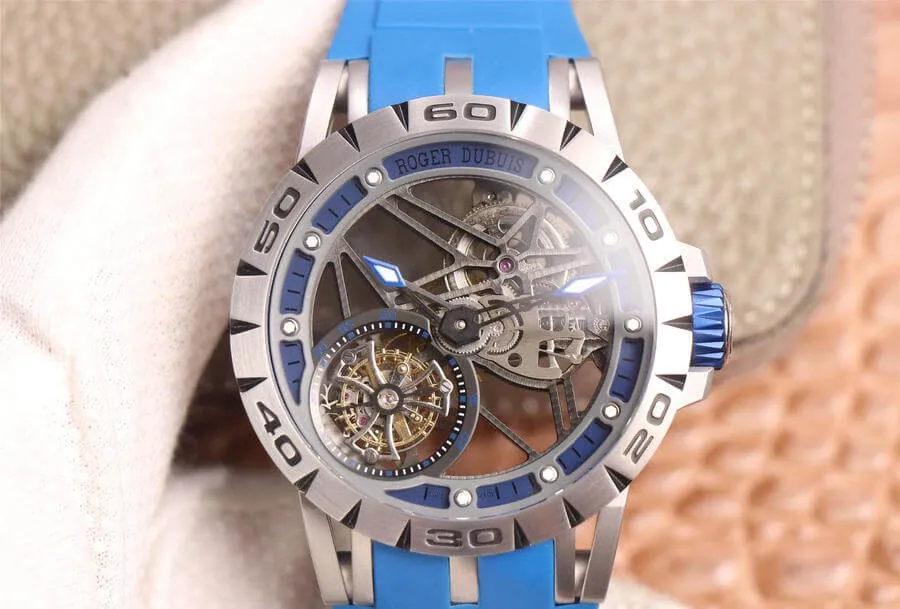 Roger Dubuis Excalibur Spidr RDDBEX0479 JB Factory 1:1 Best Edition Replica Watch Blue Strap
