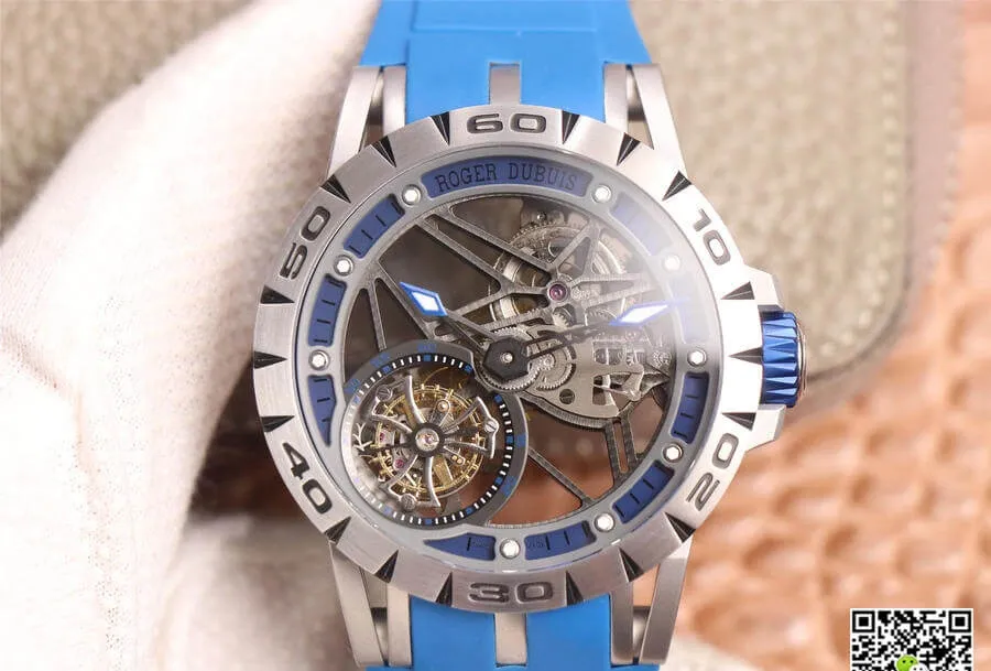 Roger Dubuis Excalibur Spidr RDDBEX0479 JB Factory 1:1 Best Edition Replica Watch Blue Strap